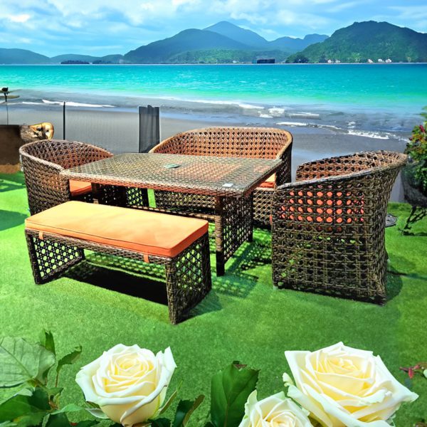 مبلمان دکورز 31 ست مبلمان وایرو مناسب تراس و روف (4 نفره + پاف دو نفره + میز کافی)