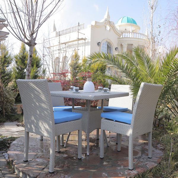 میز و صندلی ملما مناسب تراس و کافه رستوران ها (4 نفره + میز مربع)