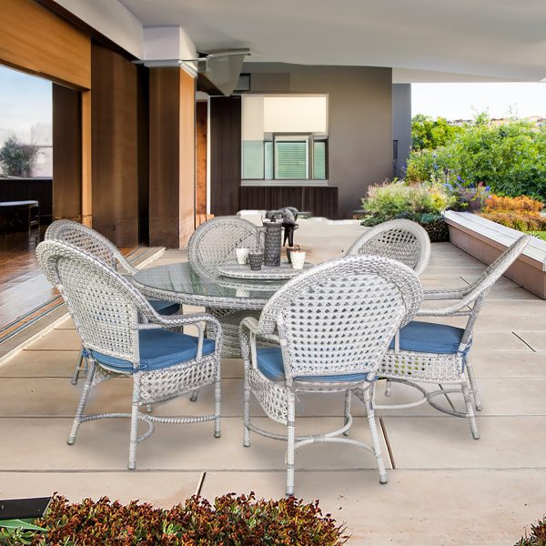 میز و صندلی جون مناسب فضای باز باغی رستورانی ویلایی (6 نفره + میزگرد)