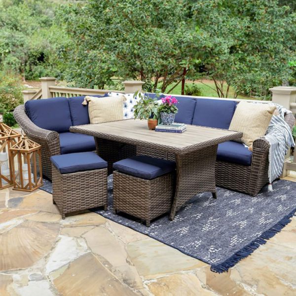 ست مبلمان L دیسی (7 نفره + 2 پاف + میز نهارخوری)