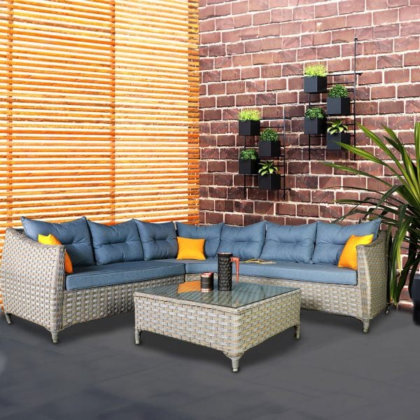 مبلمان حصیربافت راتان مدل ویونا (6نفره ال شکل + میزجلومبلی)