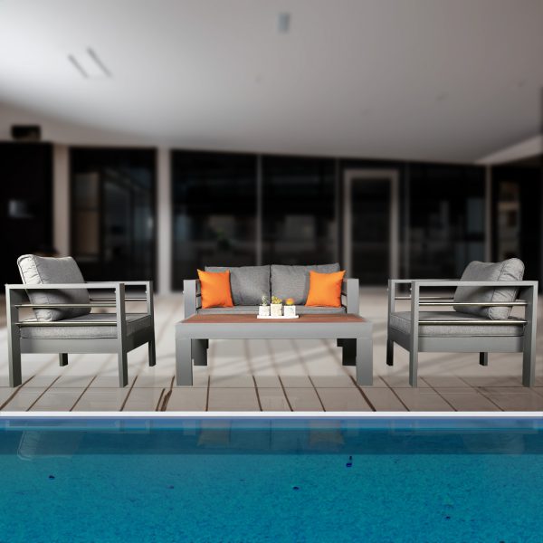 مبلمان آلومینیومی مارینو (4 نفره + میز کافی)